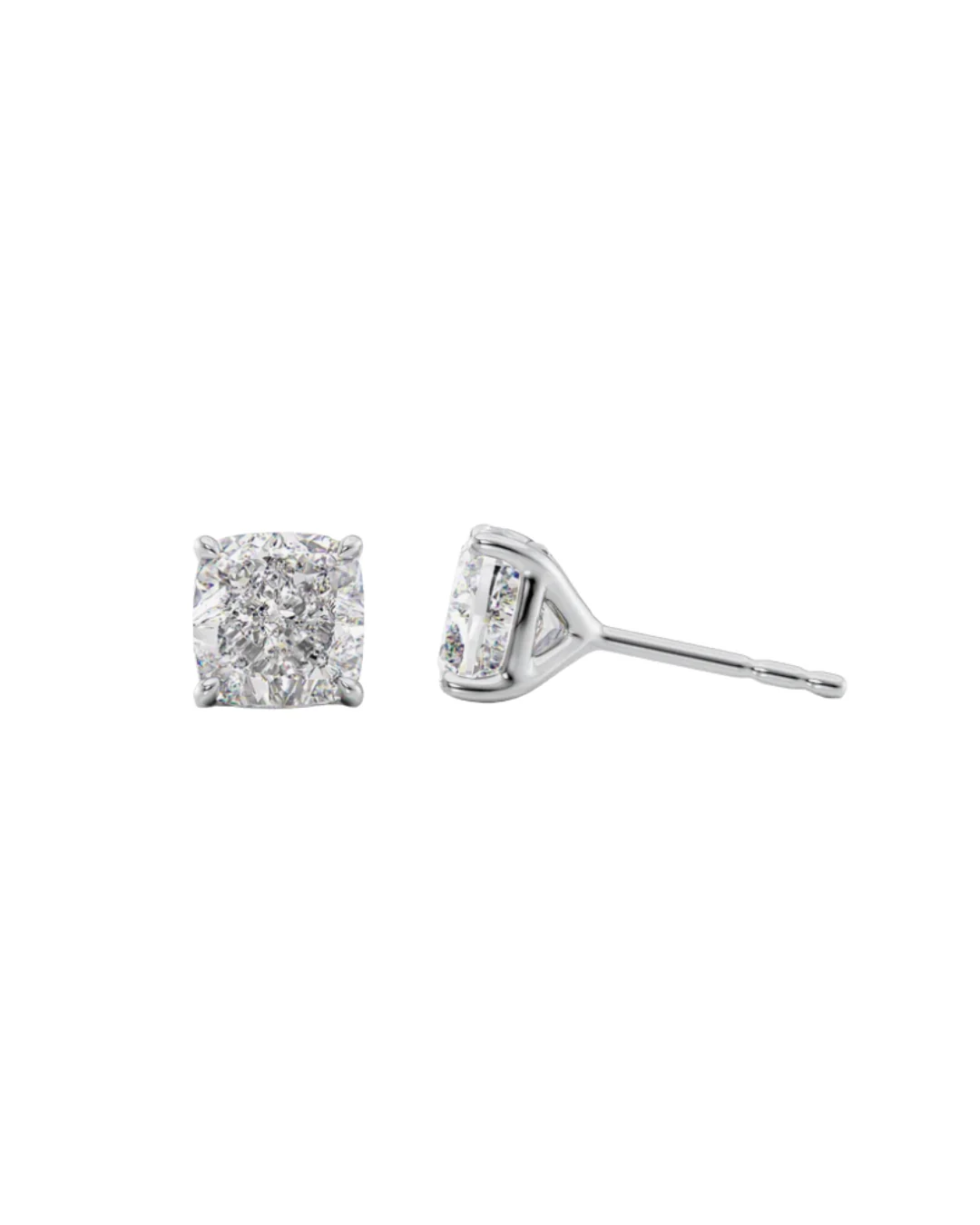 2 Ctw Stud Earrings Set With Cushion Lab Diamonds