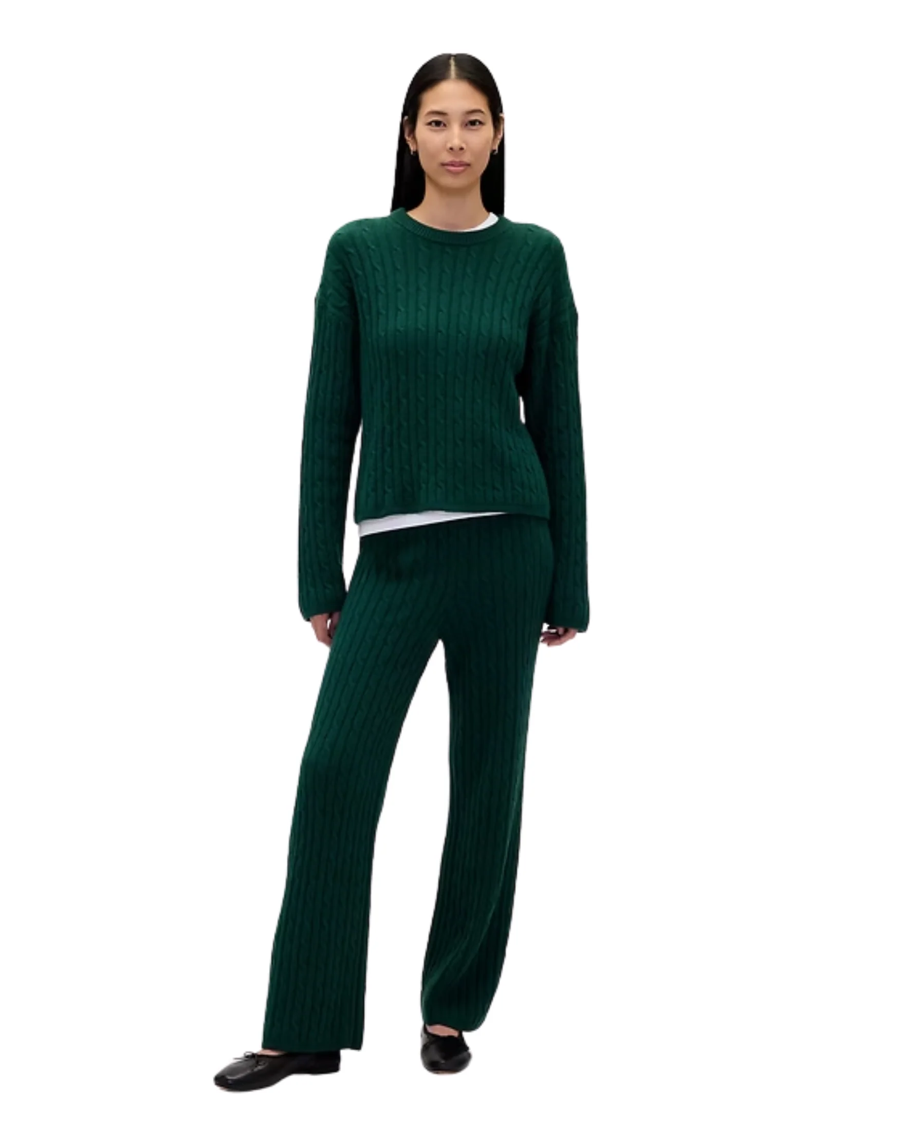 CashSoft Cable-Knit Sweater Pants