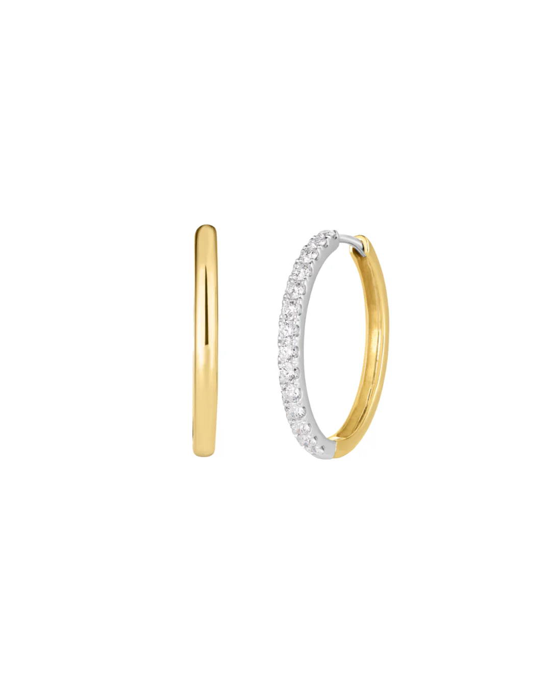 Half Half Diamond Hoops
