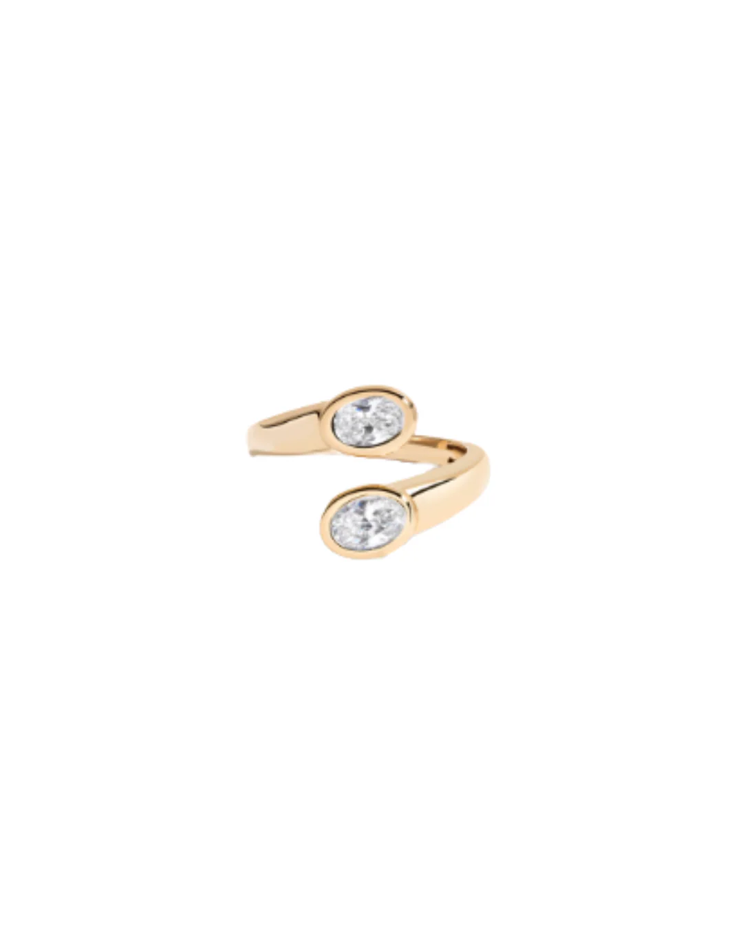 Lab Grown White Sapphire Twin Ellipse Ring