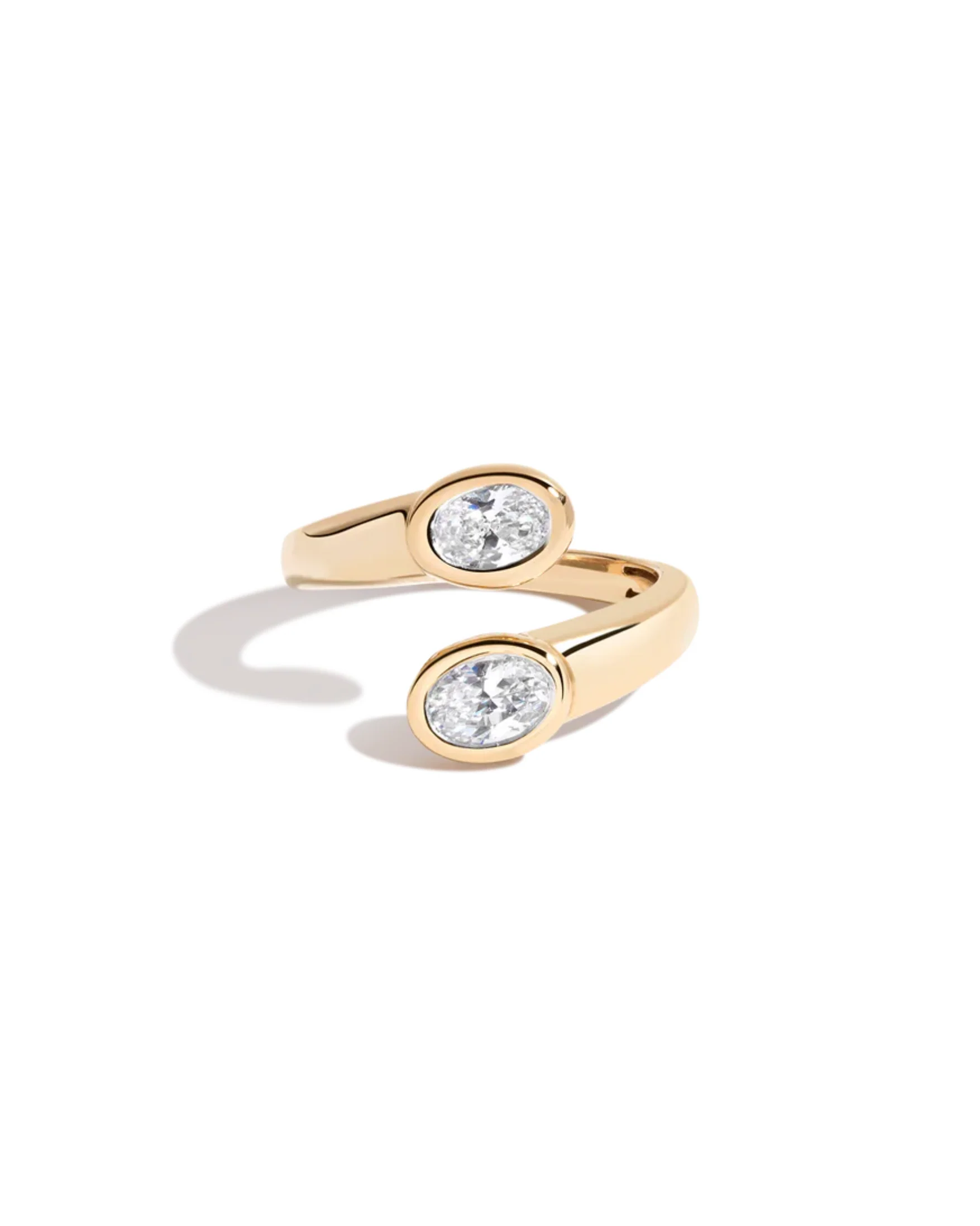 Lab Grown White Sapphire Twin Ellipse Ring