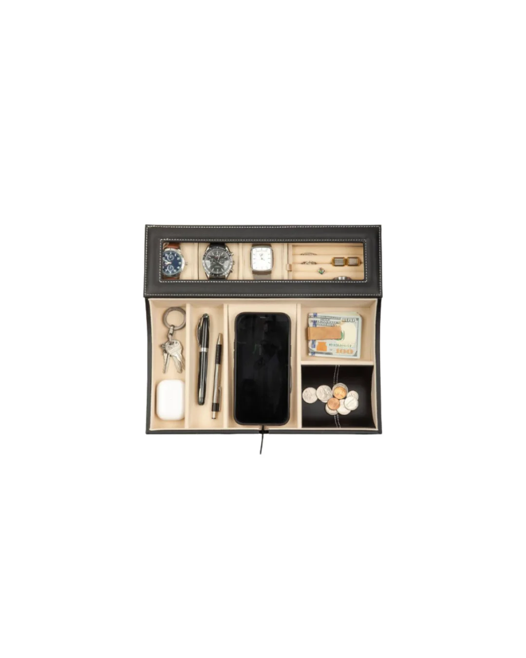 Large Dresser Valet Tray &amp; Men’s Jewelry Box Organizer