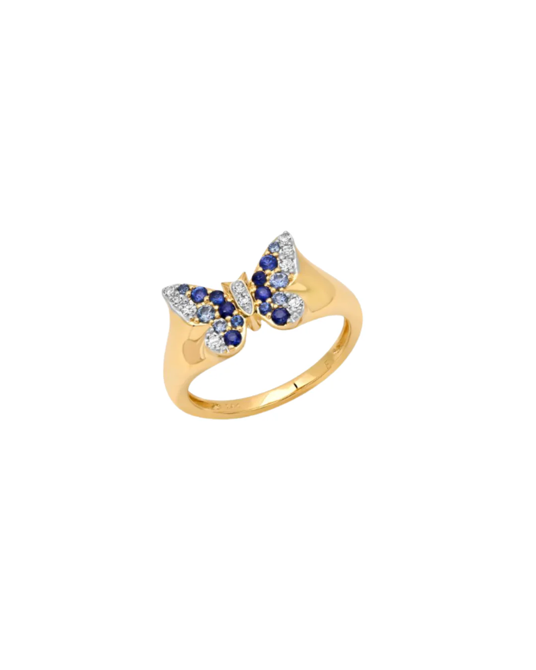 Mini Blue and Diamond Ombré Butterfly Pinky Ring